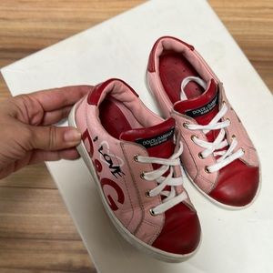 Dolce Gabbana girls sneakers leather pink/red size 27 euro